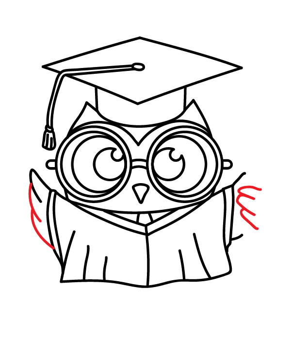 How to Draw a Graduation Owl - Step 25