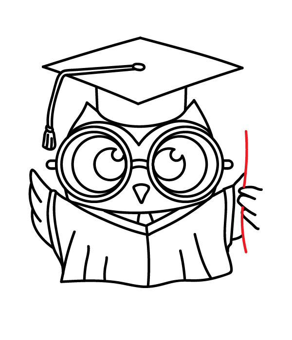 How to Draw a Graduation Owl - Step 26