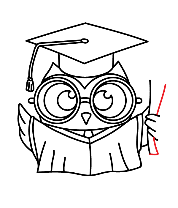 How to Draw a Graduation Owl - Step 27