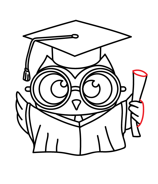 How to Draw a Graduation Owl - Step 28