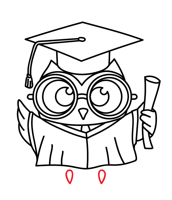 How to Draw a Graduation Owl - Step 29