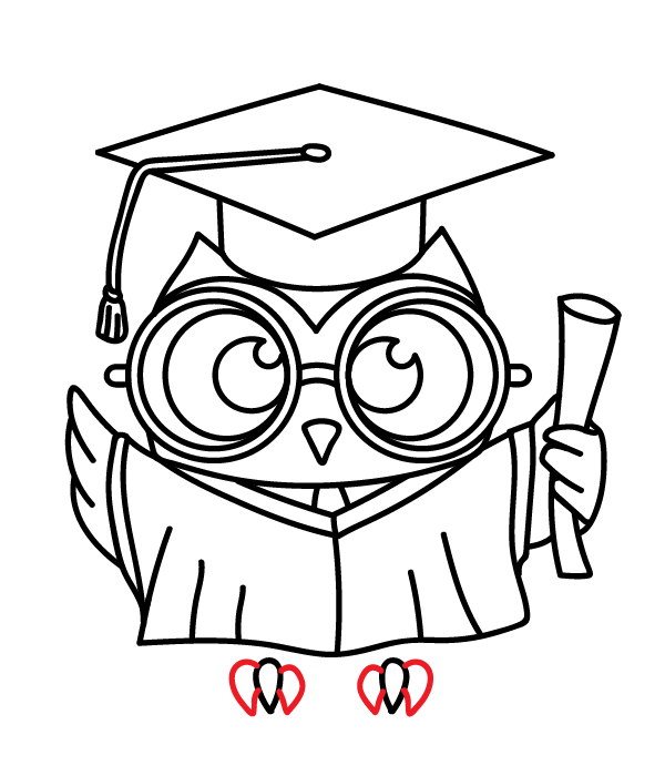 How to Draw a Graduation Owl - Step 30