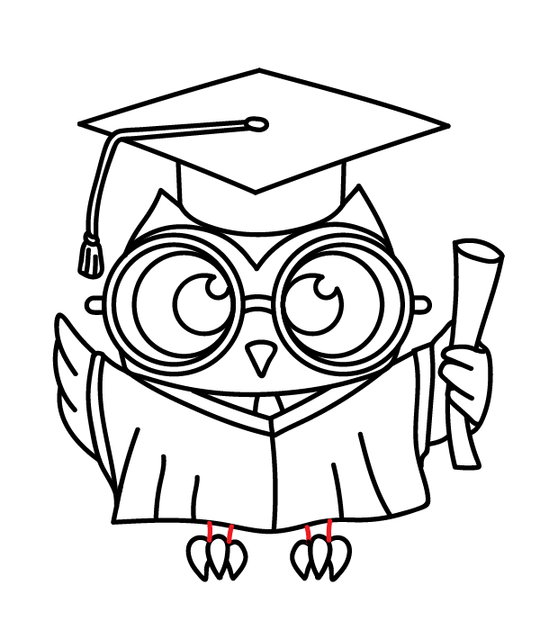 How to Draw a Graduation Owl - Step 31