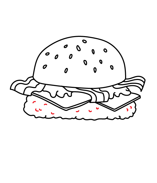 How to Draw a Hamburger - Step 11