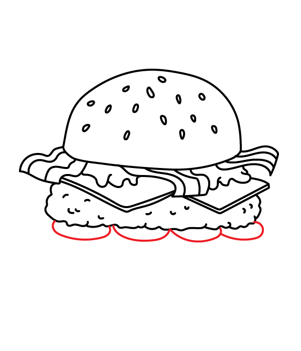 How to Draw a Hamburger - Step 12