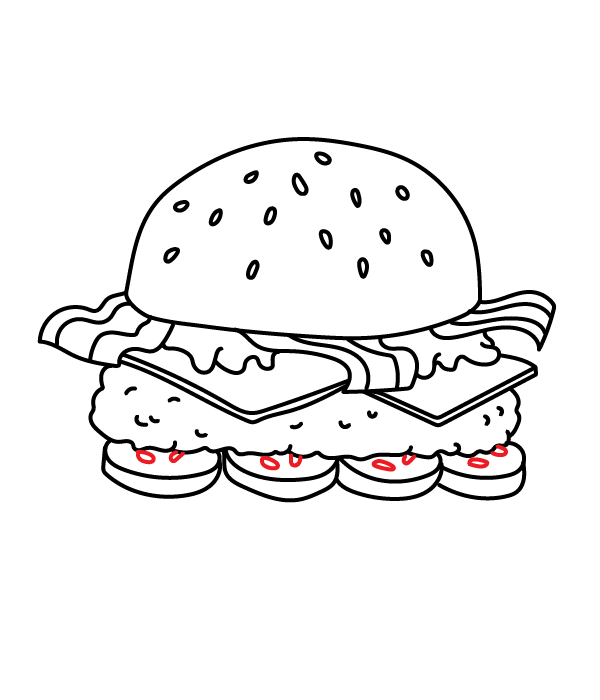 How to Draw a Hamburger - Step 14