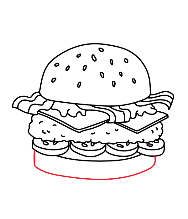How to Draw a Hamburger - Step 16