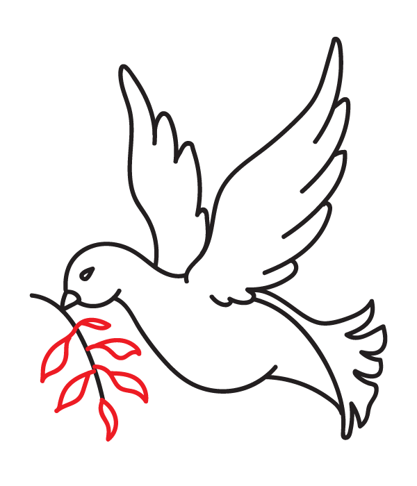 How to Draw a Peace Dove - Step 16
