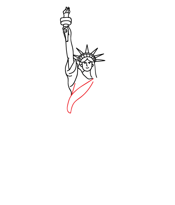 How to Draw the Statue Of Liberty - Step 17