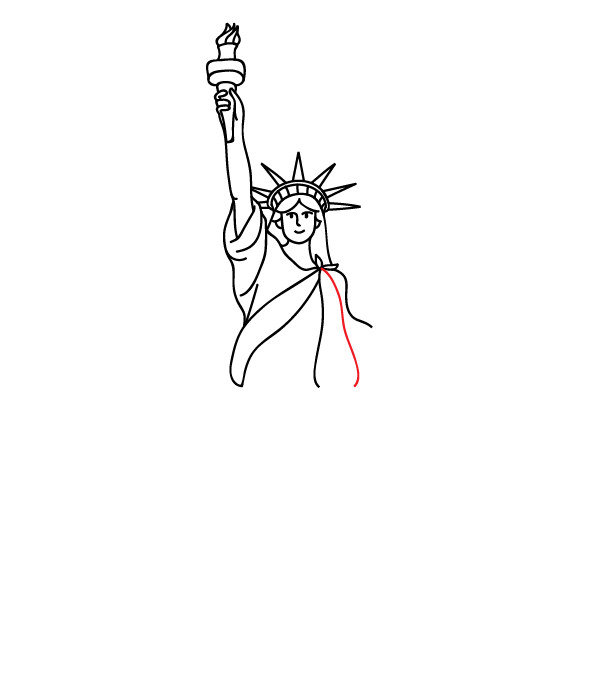 How to Draw the Statue Of Liberty - Step 19