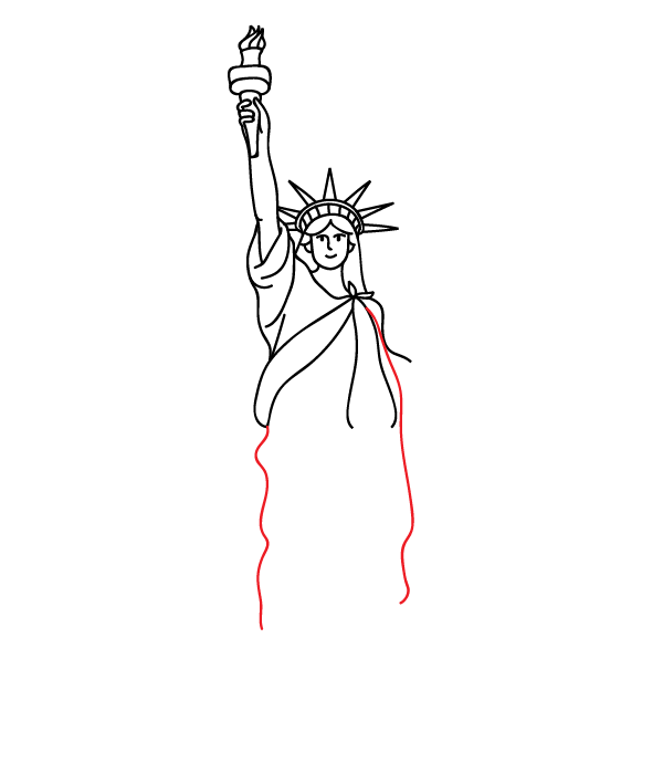 How to Draw the Statue Of Liberty - Step 20