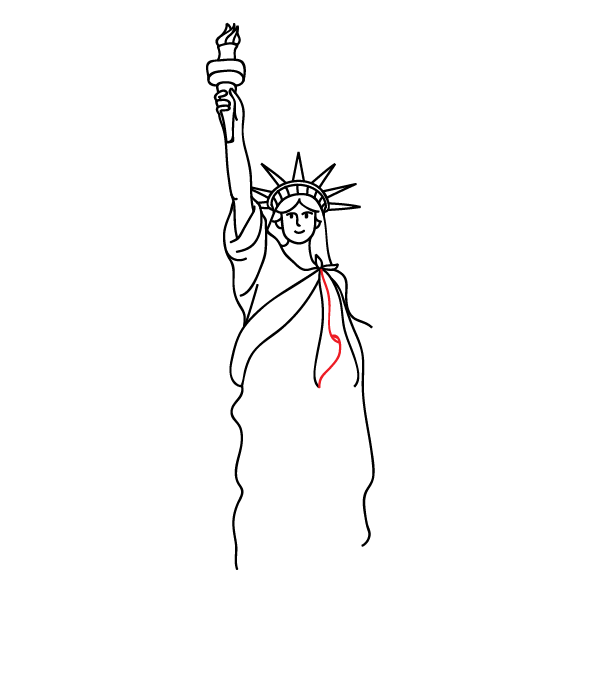 How to Draw the Statue Of Liberty - Step 21