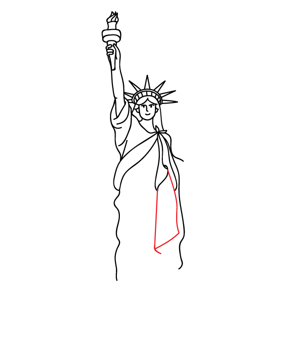 How to Draw the Statue Of Liberty - Step 22