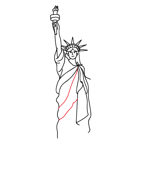 How to Draw the Statue Of Liberty - Step 23