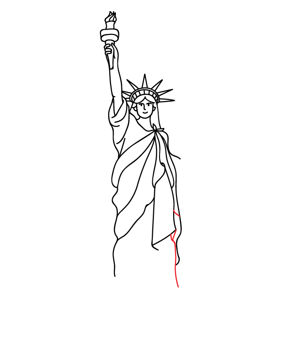 How to Draw the Statue Of Liberty - Step 24