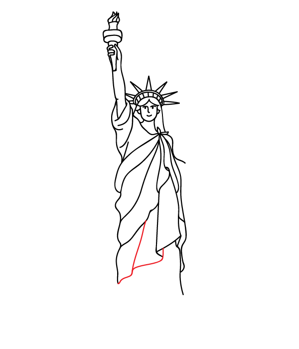 How to Draw the Statue Of Liberty - Step 25