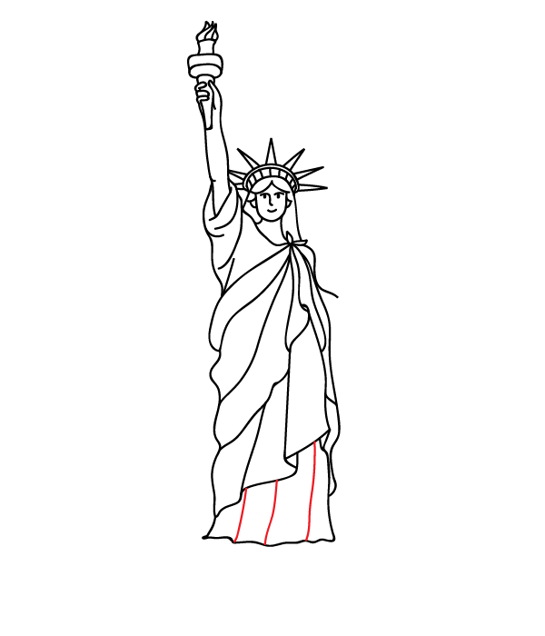 How to Draw the Statue Of Liberty - Step 27