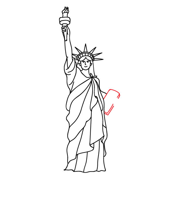 How to Draw the Statue Of Liberty - Step 28