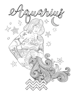 Aquarius Adult Coloring Page