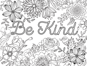 Be Kind Adult Coloring Page