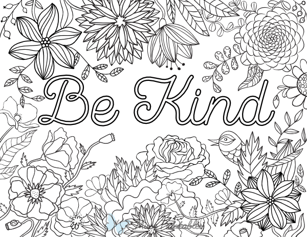 Be Kind Adult Coloring Page