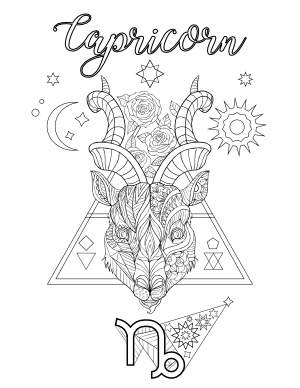 Capricorn Adult Coloring Page