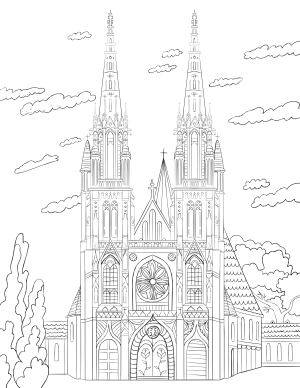 Cathedral Adult Coloring Page