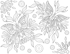 Complex Butterflies Adult Coloring Page