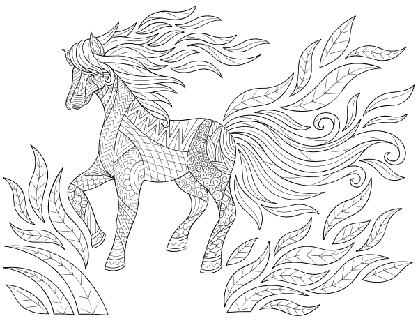 Detailed Horse Adult Coloring Page