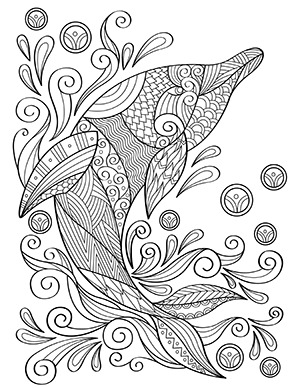 Dolphin Mandala Adult Coloring Page