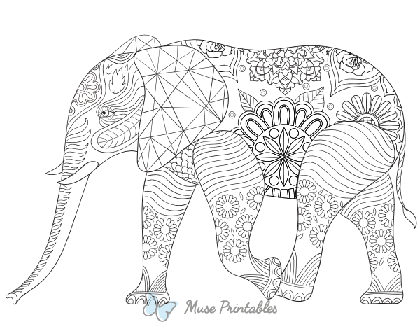 Elephant Adult Coloring Page