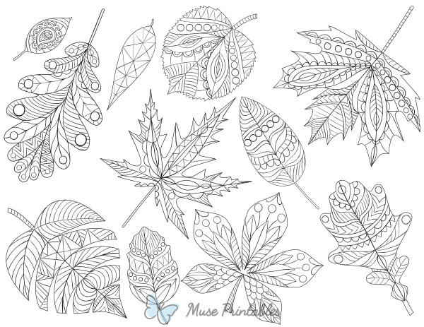 Fall Leaves Adult Coloring Page