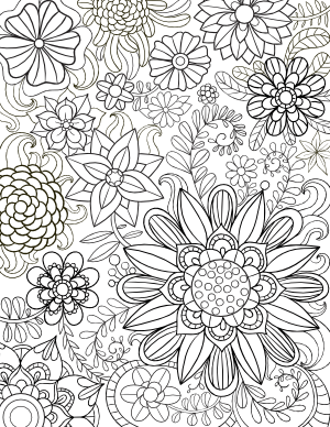 Floral Adult Coloring Page