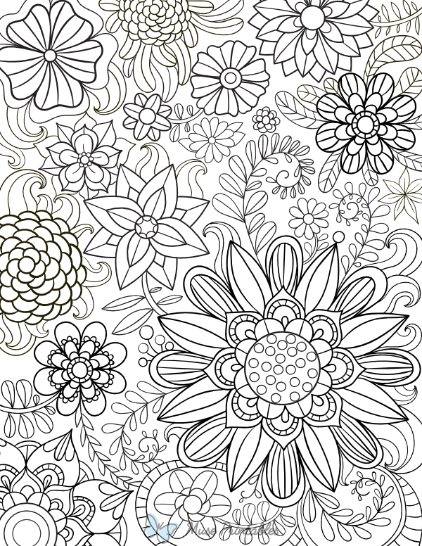 Floral Adult Coloring Page