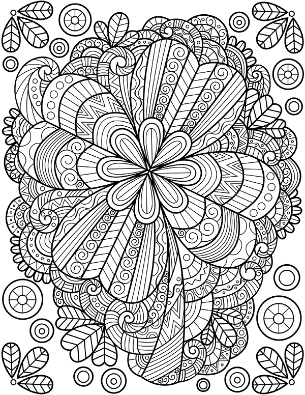 Four Leaf Clover Adult Coloring Page