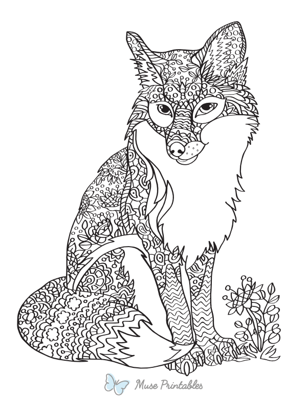 Fox Adult Coloring Page