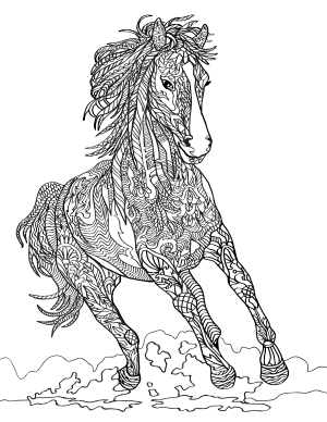 Galloping Horse Adult Coloring Page