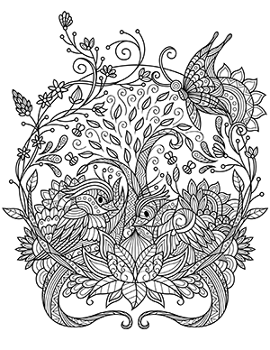 Garden Mandala Adult Coloring Page
