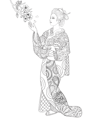 Geisha Adult Coloring Page