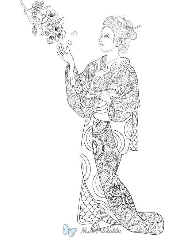 Geisha Adult Coloring Page