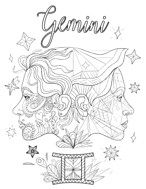 Gemini Adult Coloring Page