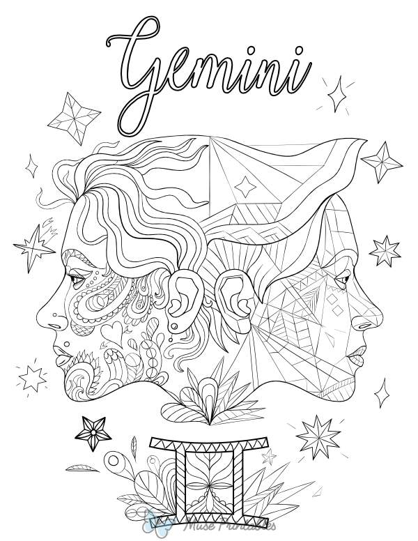 Gemini Adult Coloring Page