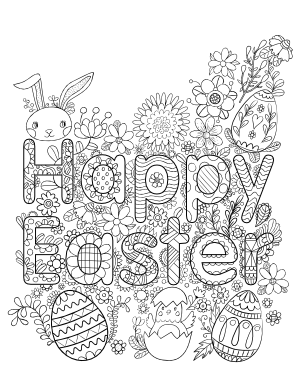 Happy Easter Adult Coloring Page