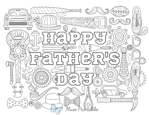 Happy Father's Day Adult Coloring Page