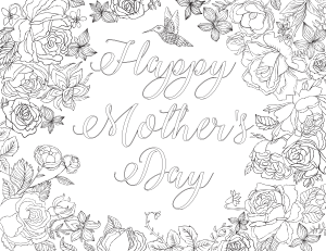 Happy Mother's Day Adult Coloring Page