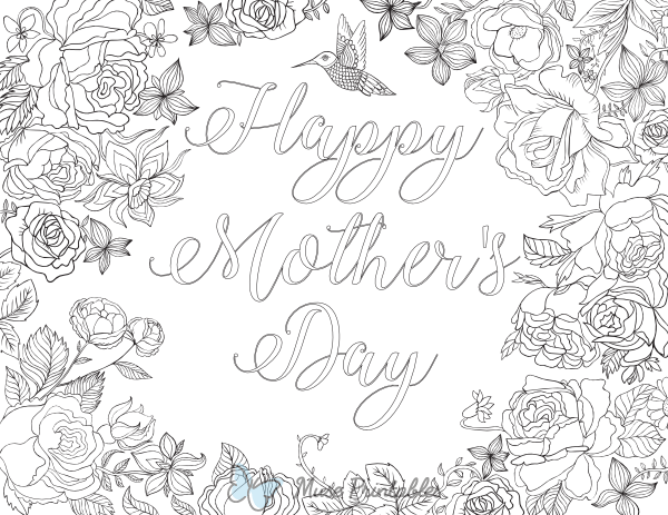 Happy Mother's Day Adult Coloring Page