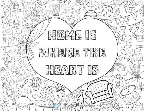 Home Is Where the Heart Is Adult Coloring Page