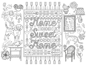 Home Sweet Home Adult Coloring Page