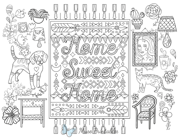 Home Sweet Home Adult Coloring Page