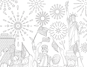 Independence Day Celebration Adult Coloring Page